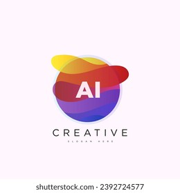 Letra inicial plantilla de logotipo AI 3D diseño de esferas de círculo colorido para identidad empresarial y de empresa