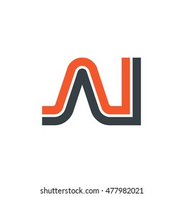 Initial Letter AI AJ Linked Capital Logo Orange Black