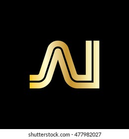 Initial Letter AI AJ Linked Capital Logo Gold