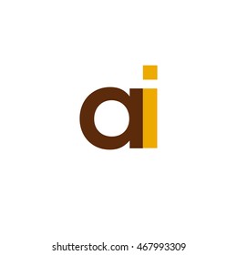 Initial letter AI brown yellow color logo