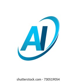 initial letter AI logotype company name colored blue swoosh design concept. vector logo for business and company identity.
