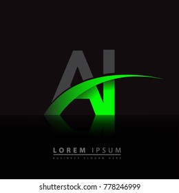 initial letter AI logotype company name colored green and black swoosh design. vector logo for business and company identity.
