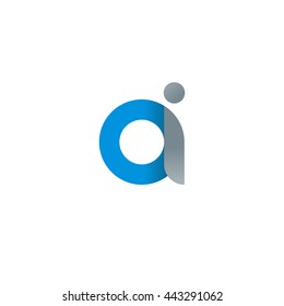 initial letter ai modern linked circle round lowercase logo blue gray