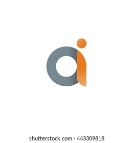 initial letter ai modern linked circle round lowercase logo orange gray