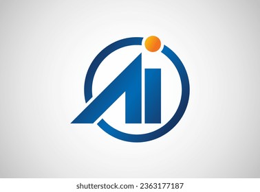 Initial letter AI modern logo design. Artificial intelligence icon vector illustration