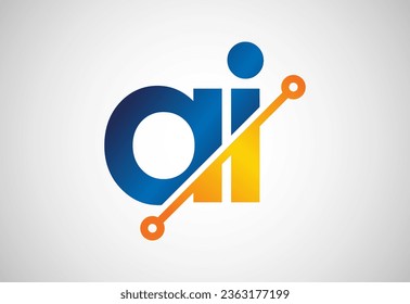 Initial letter AI modern logo design. Artificial intelligence icon vector illustration