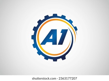 Letra inicial diseño de logotipo moderno AI. Icono de inteligencia artificial ilustración vectorial