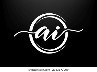 Letra inicial diseño de logotipo moderno AI. Icono de inteligencia artificial ilustración vectorial