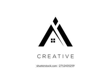 Letra inicial AI Roofing Building Logotipo Plantilla de diseño de Vector. Logotipo inmobiliario