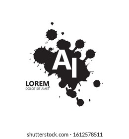 Initial letter ai uppercase modern logo design template elements. White letter with black splash isolated on white background. Suitable for business, consulting group company.