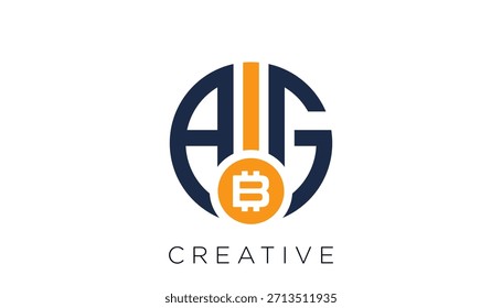 initial Letter AIG Circle Logo Design Template Stock Vector Illustration.