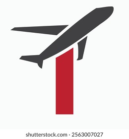 Initial Letter I Airplane Logo Concept For Travel Symbol And Transportation Sign