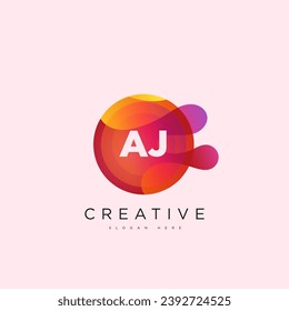 Anfangsbuchstaben AJ 3D Logo Vorlage bunter Kreis-Kugel-Design für Geschäfts- und Firmenidentität