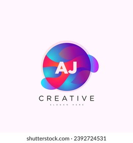 Initial letter AJ 3D logo template colorful circle sphere design for business and company identity