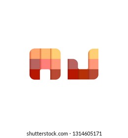 Initial Letter AJ, A, J Square Pixel Logo Design Inspiration in Red Gradient Color for Media, Technology Brand Identity.