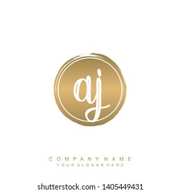 Initial letter AJ beautiful handwriting logo vector template