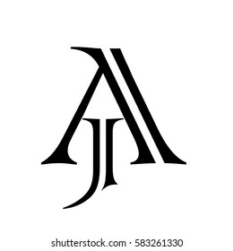 initial letter AJ black color logo vector
