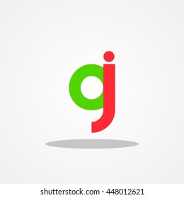 Initial letter AJ CJ OJ lowercase logo design template green red