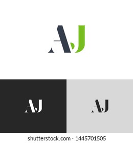 Initial Letter aj a j  uppercase modern logo design template elements. green letter Isolated on black white grey background. Suitable for business, consulting group company.