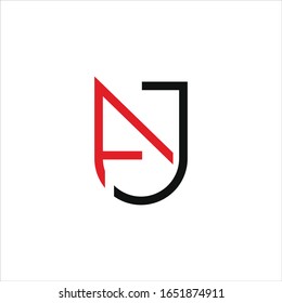 Plantilla de diseño vectorial de logotipo aj o ja de letra inicial