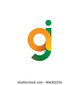 initial letter aj linked circle lowercase logo orange green