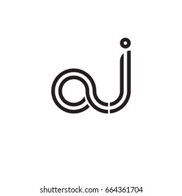 Initial letter aj, linked outline rounded lowercase, monogram black