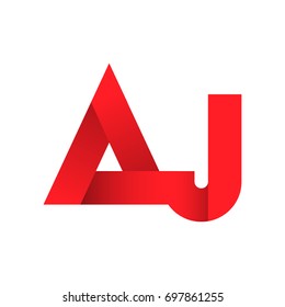 Initial letter AJ logo design concept in professional red color