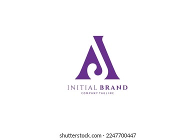 Initial letter AJ, monogram logo, in purple flat design on white background