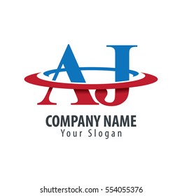 Initial Letter AJ With Overlapping Swoosh Circle