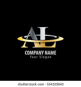 Initial Letter AJ With Overlapping Swoosh Circle