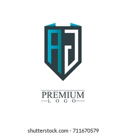 Initial Letter AJ Security Company Logo. Initial Letter of Security Shield Logo. Shield Logo. Security Logo.