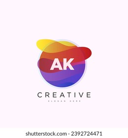 Anfangsbuchstaben AK 3D Logo Vorlage bunter Kreis-Kugel-Design für Geschäfts- und Firmenidentität