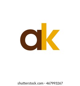 Initial letter AK brown yellow color logo
