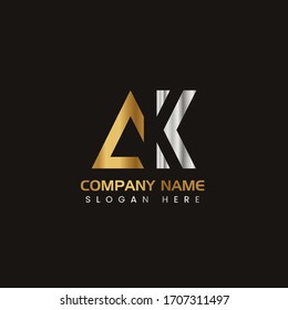 Initial Letter AK capital logo icon design template elements. Modern line logo with gold silver luxury style. Can be used for business, company group, consulting, finance. Vector Illustration.