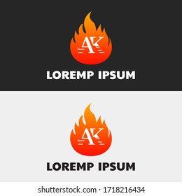 Initial Letter AK capital logo icon design template elements. Modern line logo with flame style. Can be used for business, company group, consulting, finance. Vector Illustration.