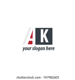 Initial Letter AK Design Logo With Square