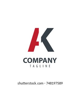 Initial Letter AK Design Logo With Square