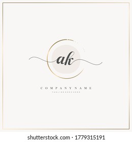 Initial Letter AK handwriting logo hand drawn template vector, logo for beauty, cosmetics, wedding, fashion and business, and other