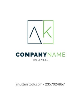 Initial Letter AK Icon Logo Design Template