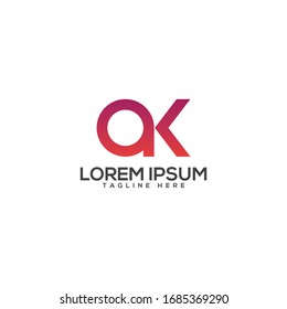 letra inicial Elemento de plantilla de diseño del logotipo AK A K.