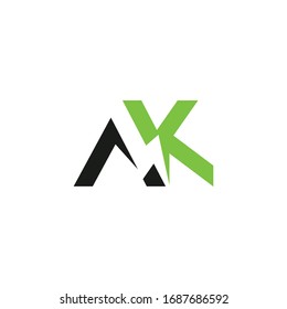 Design-Vorlagen für die Vektorillustration des Anfangsbuchstaben ak oder ka-Logos