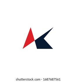 Plantilla de diseño de vectores de logotipo carta inicial ak o ka