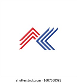 Plantilla de diseño de logotipo carta inicial ak o ka 