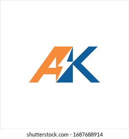 Plantilla de diseño de logotipo carta inicial ak o ka 