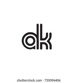 Initial letter ak, linked outline rounded lowercase, monogram black