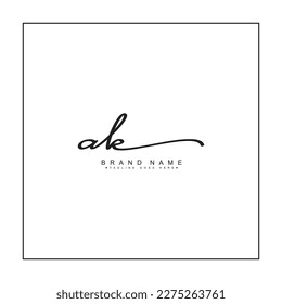 Logo de la carta inicial AK - Firma manuscrita para los alfabetos A y K