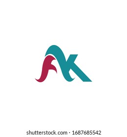 Plantilla de diseño de vectores de logotipo de carta inicial ak o de logotipo ka