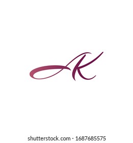 Plantilla de diseño de vectores de logotipo de carta inicial ak o de logotipo ka