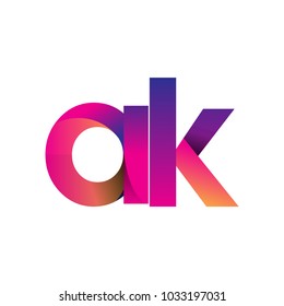 Initial Letter AK Logo Lowercase, magenta and orange, Modern and Simple Logo Design.

