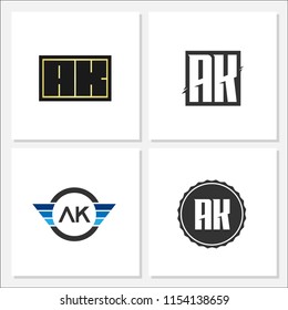 Initial Letter AK Logo Template Design